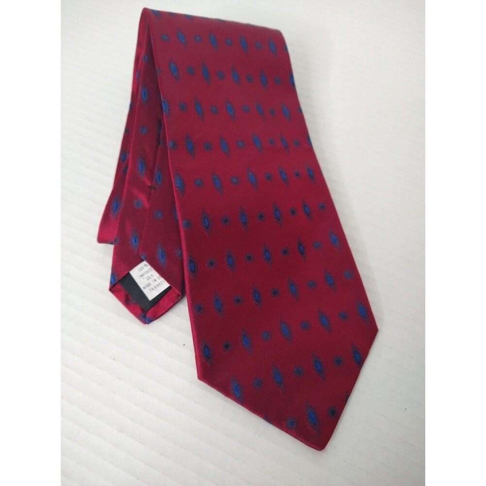 NWT Mark Pendleton Necktie red blue 100% Silk Made in USA tie paisley office